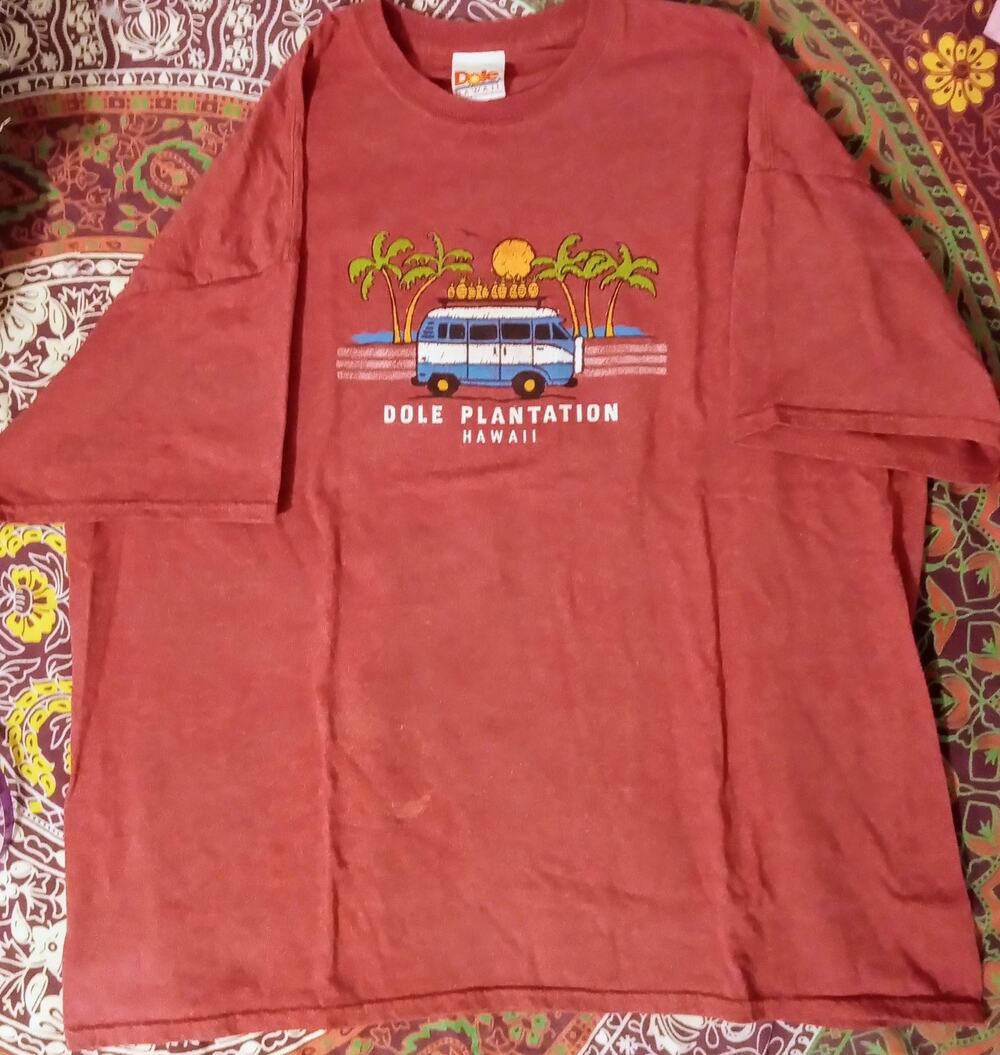 Vintage Dole Hawaii Plantation Pineapple Graphic Tourist Tee Distressed SZ XXL